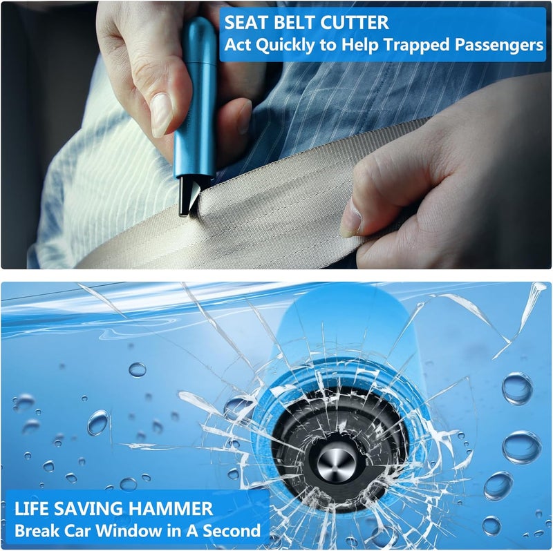 Zenhon Car Safety Hammer Window Breaker and Seat Belt Cutter, Multi-Function Car Emergency Escape Tool Life-Saving Emergency Artifact One Second Broken Window (Blue) - Image 2